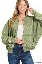 Zenana Acid Washed Fleece Jacket