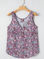 Floral Print Button Front Tank Top