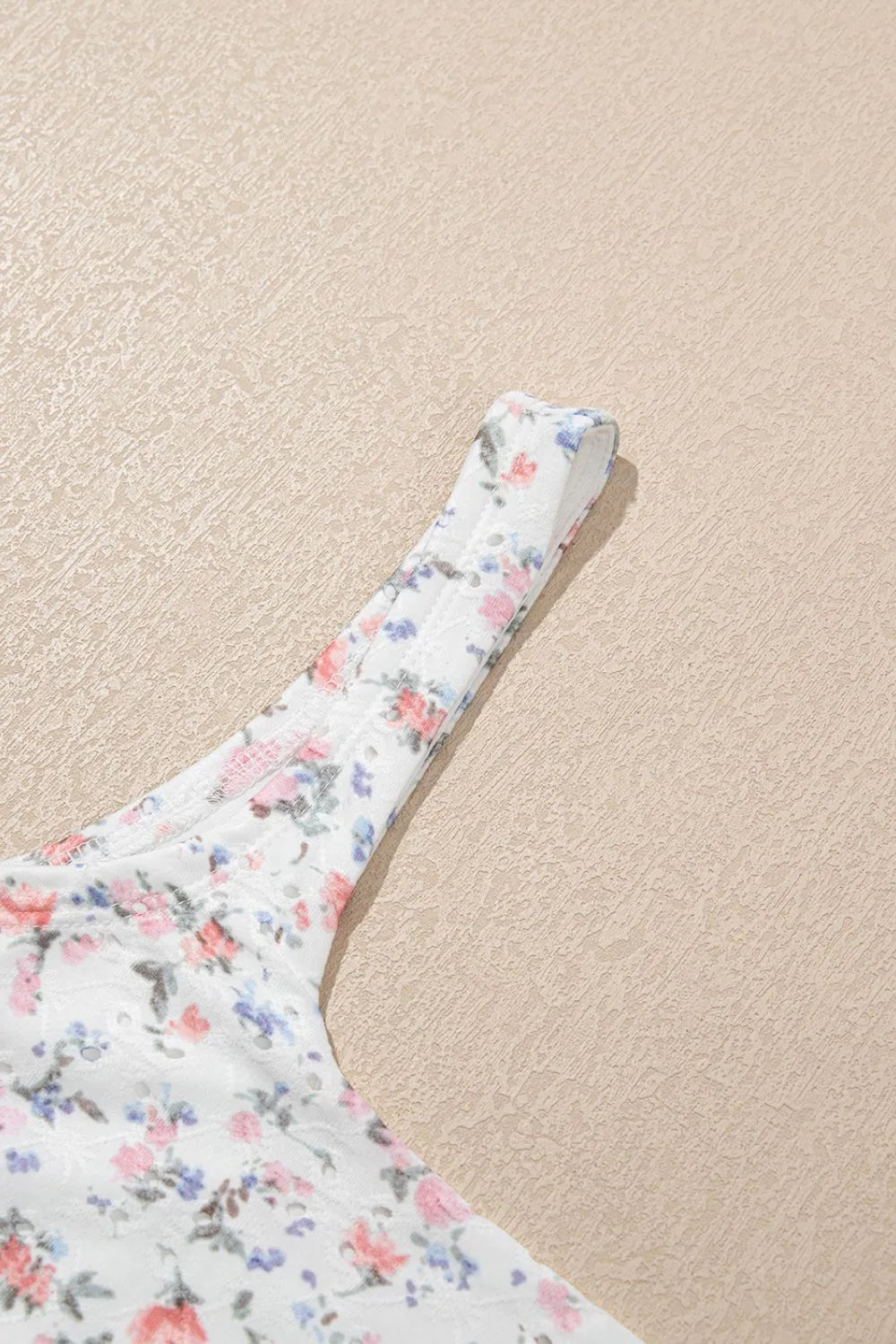 Floral Textured Square Neck Sleeveless Bodysuit - Ladyez