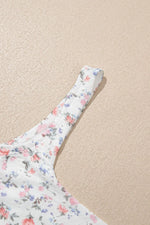 Floral Textured Square Neck Sleeveless Bodysuit - Ladyez