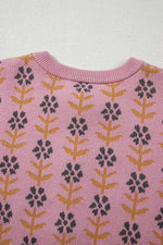 Floral Button-Up Knit Cardigan