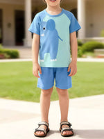 Children's Animal Round Neck Top and Shorts Set