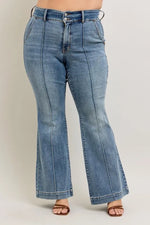 Judy Blue Full Size High-Waist Flare Denim Jeans with Front Seam Detail Plus Size - Ladyez