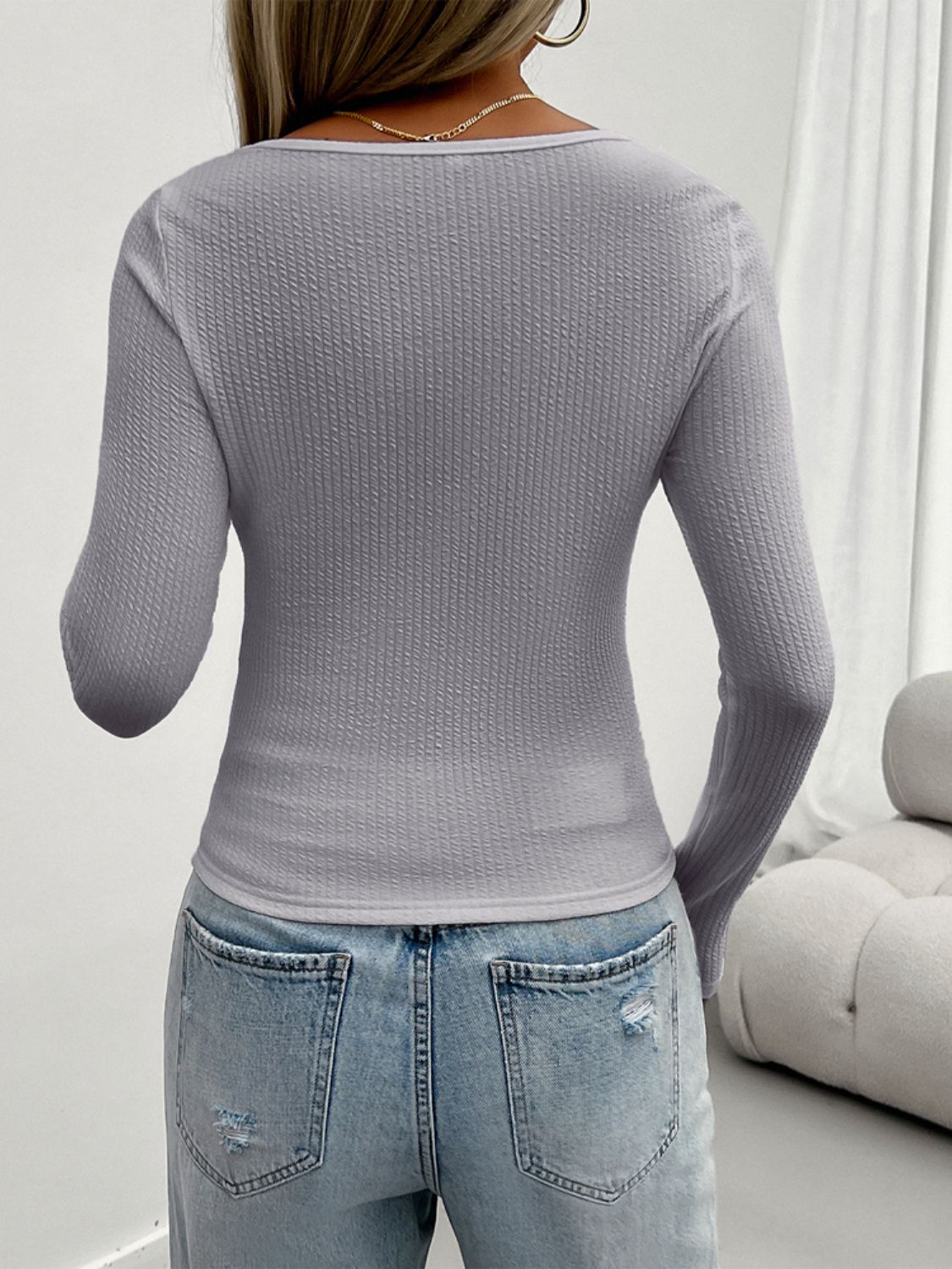 Devine Lace Detail Scoop Neck Long Sleeve T-Shirt - Ladyez
