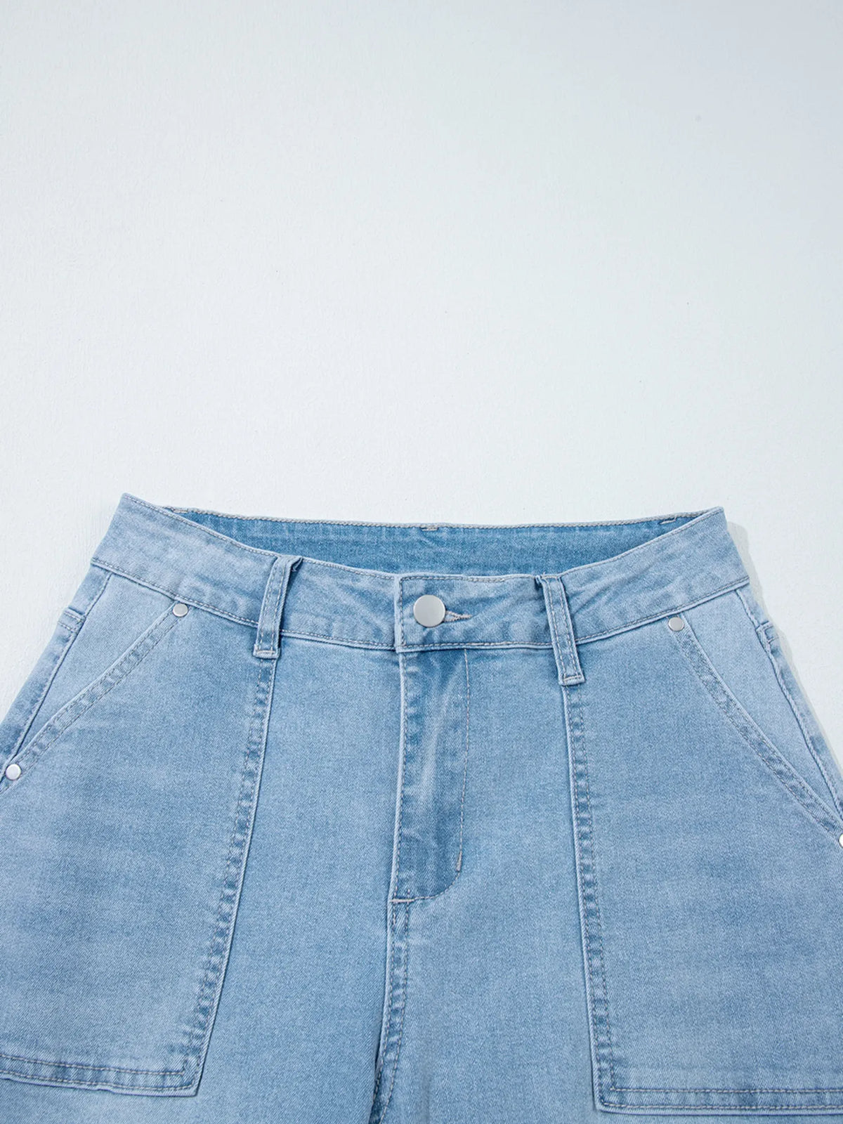 High Rise Barrel Relaxed Patch Pocket Jeans - Ladyez
