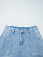 High Rise Barrel Relaxed Patch Pocket Jeans - Ladyez