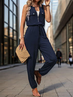 Drawstring Waist Sleeveless Jumpsuit