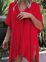 Angel Wings Cutout V-Neck Cover-Up with Tassel - Ladyez