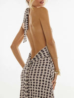 Floral Halter Neck Deep V Maxi Dress - Ladyez