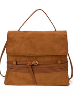 Suede Leather Belt Decor Backpack Bag