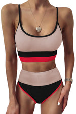 Color Block Spaghetti Strap Two-Piece Swim Set - Ladyez