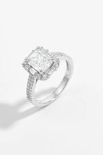 925 Sterling Silver Inlaid Zircon Square Ring