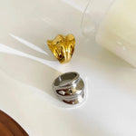 2-Piece Stainless Steel Wrinkled Wide Band Ring - Ladyez