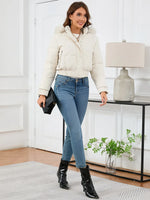 Pocketed Long Sleeve Cropped Hooded Winter Coat