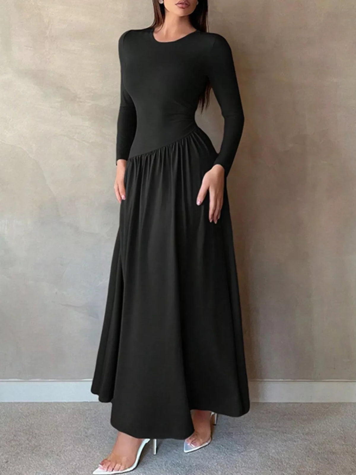 Long Sleeve A-Line Maxi Dress