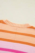 Contrast Striped Round Neck Long Sleeve Knit Top