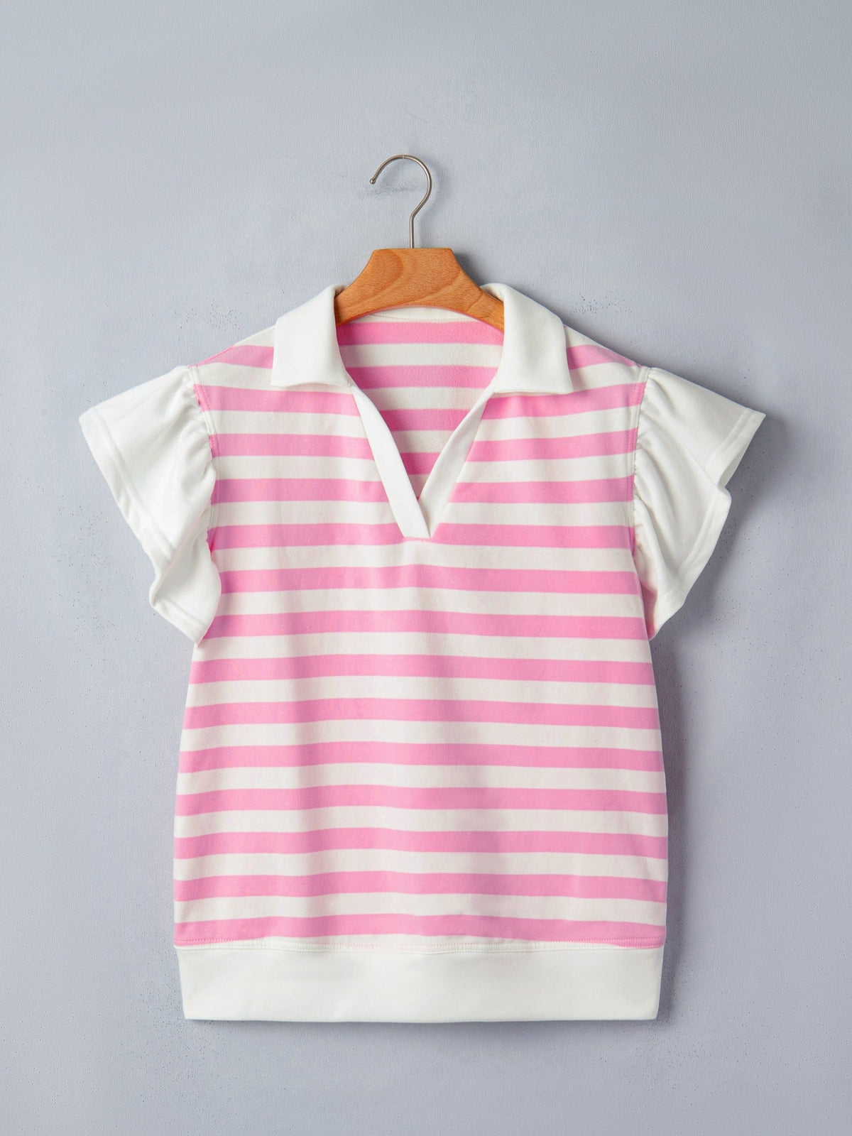 Striped Ruffled Sleeve Blouse