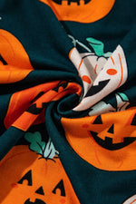 Pumpkin Printed Short Sleeve Top and Pants Lounge Set - Ladyez
