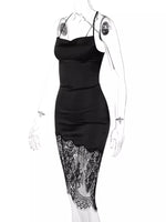 Satin Lace Trim Sleeveless Dress