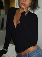 Ribbed Knit Long Sleeve T-Shirt
