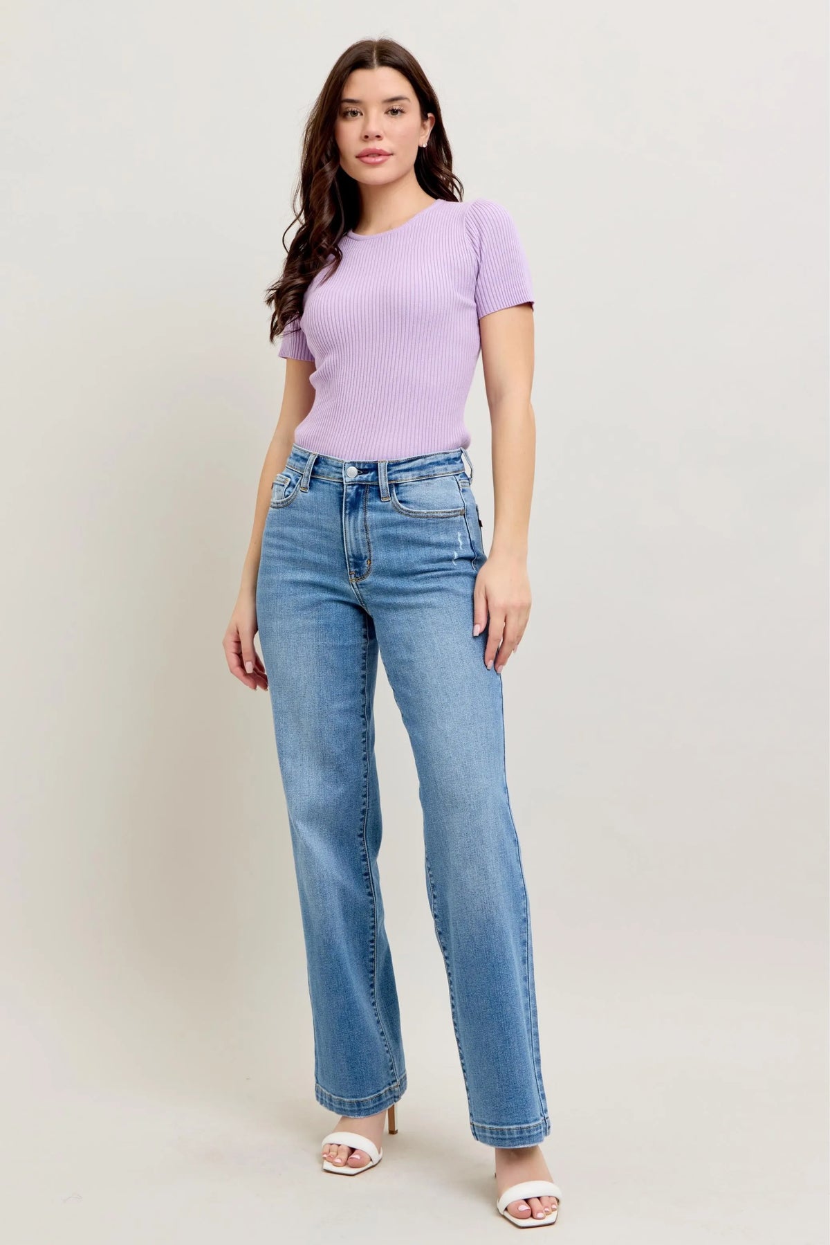 Judy Blue Full Size High Waist Straight Jeans Plus Size - Ladyez
