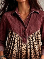 Full Size Leopard Button Detail Blouse Plus Size