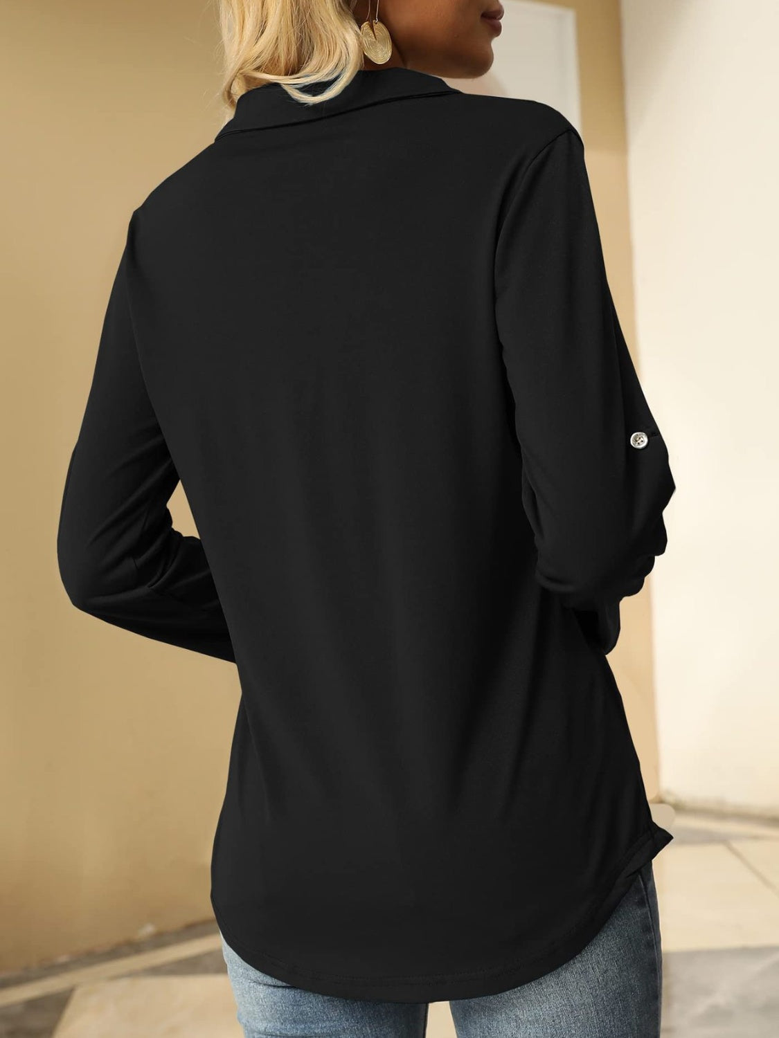 Johnny Collar Long Sleeve T-Shirt - Ladyez