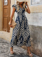 Ruffled Cap Sleeve Midi Dress