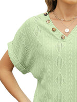 Textured V-Neck Short Sleeve Top