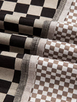 Mixed Checkered Pattern Patchwork High Low Casual Top