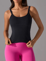 Scoop Neck Active Tank with Detachable Chest Pads - Ladyez