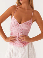 Crisscross Back V-Neck Cami - Ladyez