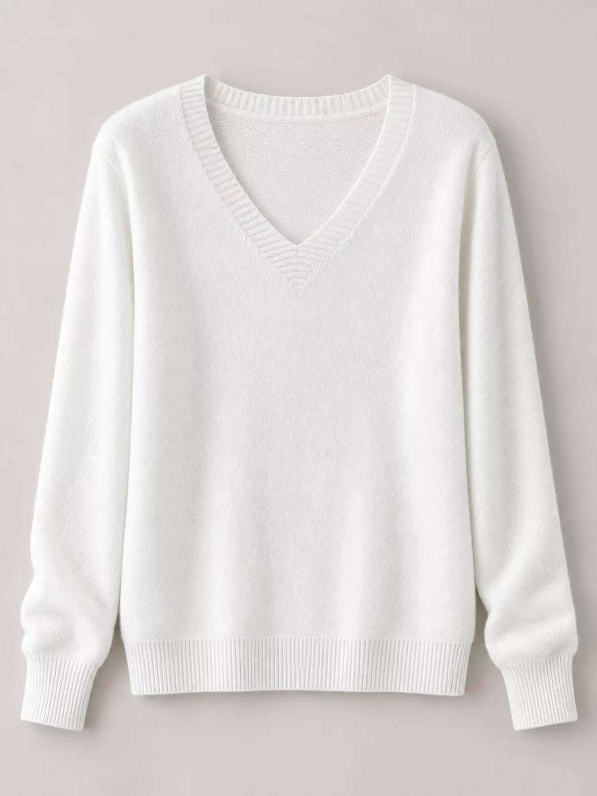 V-Neck Solid Color Sweater
