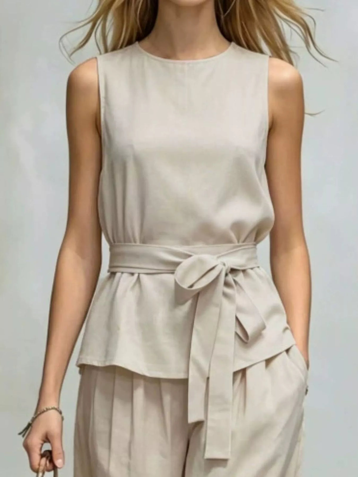 Sleeveless Top and Wide-Leg Pants Set