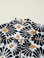 Abstract Floral Print Split Notched Dress