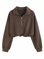 Half Zip Drawstring Hem Sweatshirt
