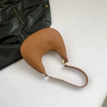 Solid Color Crescent Shoulder Bag - Ladyez