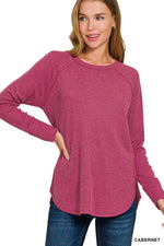 Zenana Baby Waffle Long Sleeve Top
