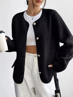 Full Size Textured Button-Up Fleece Outerwear Plus Size