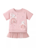 Children's Round Neck Short Sleeve Sweatshirt Dress