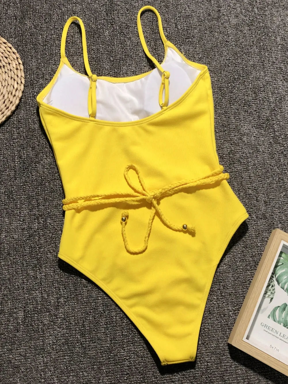 Ribbed Tie Waist One-Piece Swimsuit - Ladyez