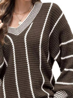 Full Size V-Neck Textured Knit Sweater Plus Size