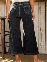 Seam Detail Flared Bottom Ankle Length Jeans - Ladyez