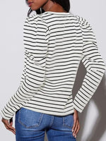Striped Round Neck Long Sleeve T-Shirt - Ladyez