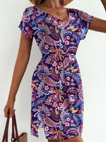 Printed Short Sleeve Mini Dress
