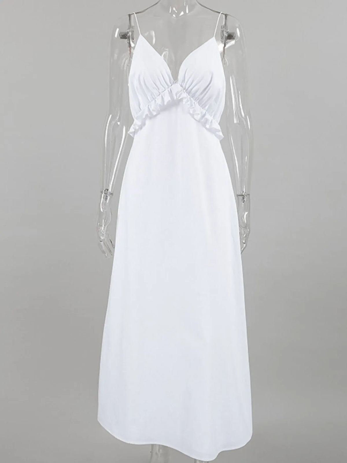 Ruffled V-Neck Maxi Dress - Ladyez