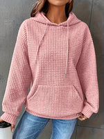 Textured Knit Drawstring Hoodie