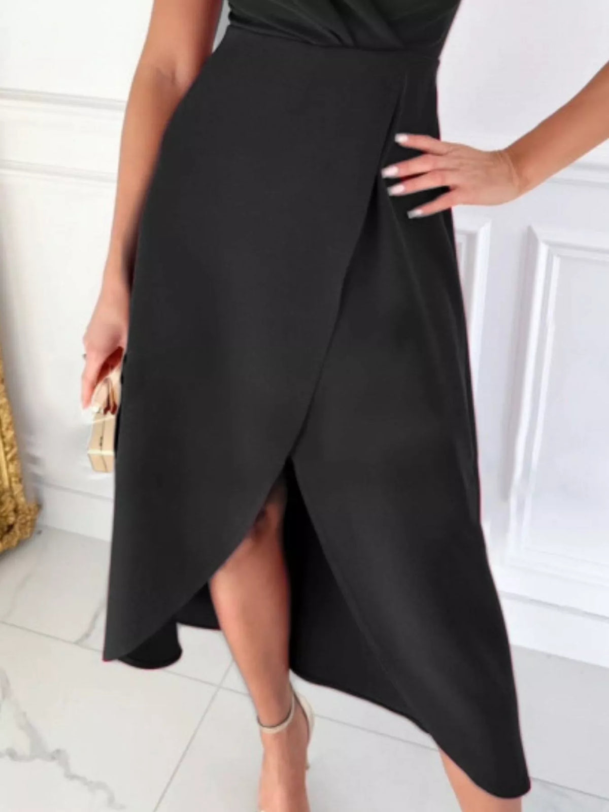 Ruffle Sleeve Wrap Midi Dress