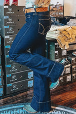 Center Seam Deep Wash Straight Jeans - Ladyez