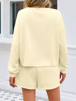 Pearl Embellished Round Neck Top and Skort Set